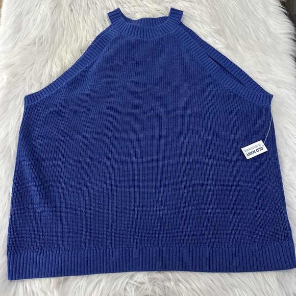 Old Navy Womens Blue Knit Sweater Vest 3X NWT Timeless - Picture 1 of 9